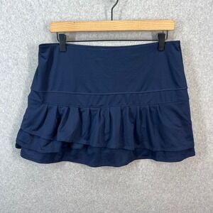 Lucky in Love Womens XL Navy Blue Ruffle Tiered Tennis Skort Athletic Skirt